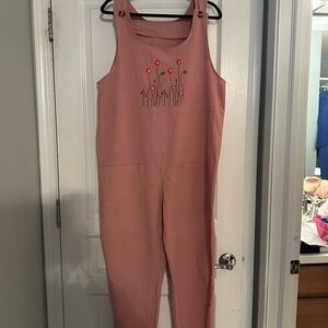 Pink Embroidered Jumpsuit